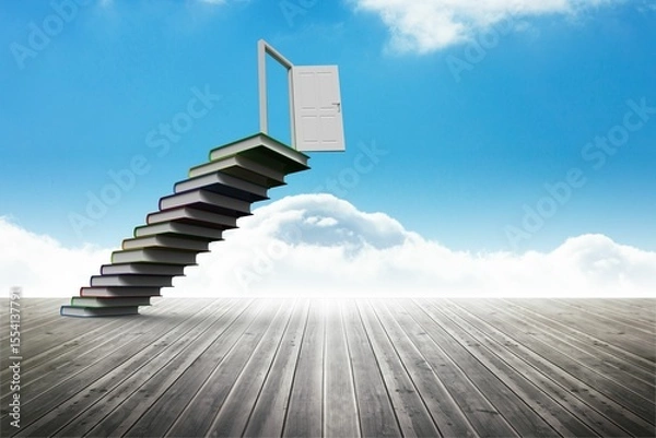Obraz Book steps leading to door against sky