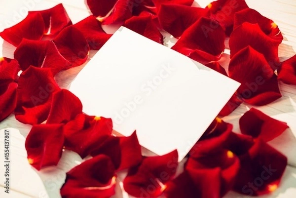 Obraz Card surrounded by rose petals