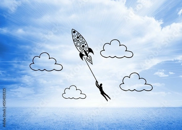 Obraz Rocket graphic on bright horizon