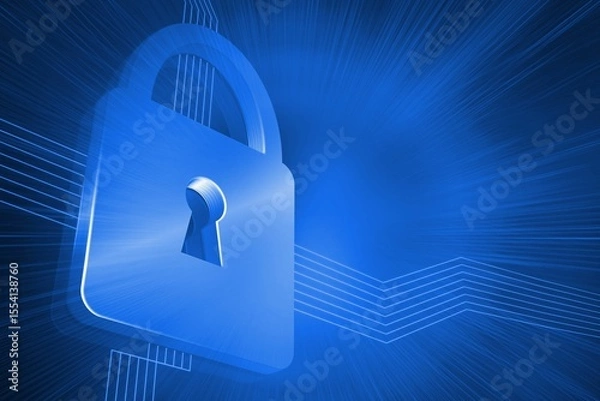 Obraz Big lock on blue background