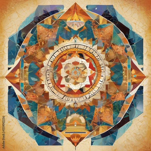 Obraz Low Poly Style Photomontage of Cultural and Religious Symbols