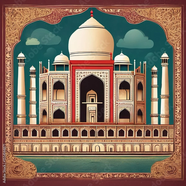 Obraz Retro Grain Style Taj Mahal Puppet Animation