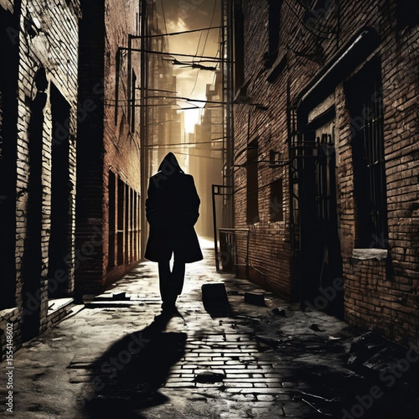 Obraz Static Pose in a Noir Alleyway: Digital Collage Art