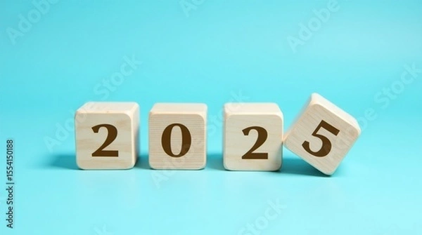 Obraz New Year 2025: Wooden Blocks Displaying the Upcoming Year