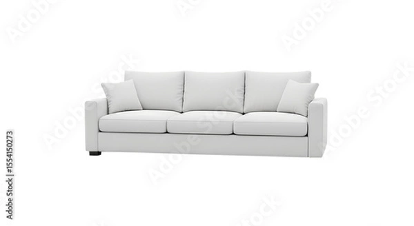 Fototapeta Modern White Sofa - Clean Lines and Minimalist Design with Black Legs White Sofa - Timeless Design for Modern Interiors isolated on transparent background