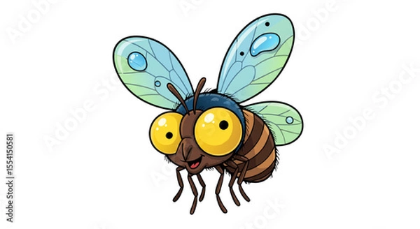 Fototapeta cartoon mosquito nsect with Colorful Wings Vector Style Art on  isolated transparent background   Playful Bug with Droplet-Patterned Wings