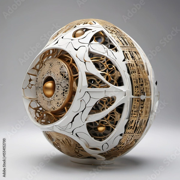 Obraz Geometric Abstraction of a Cybernetic Organism in Ceramics