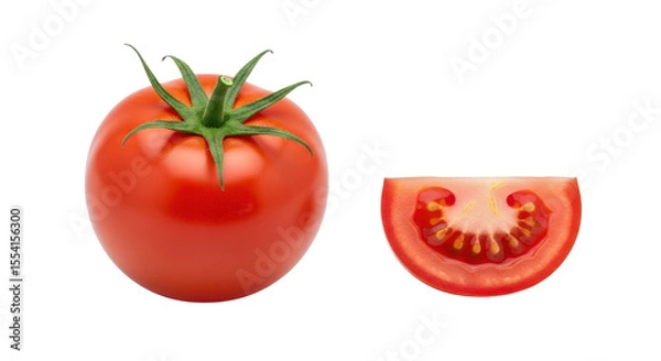 Fototapeta Fresh red tomato and slice isolated PNG with Transparent Background