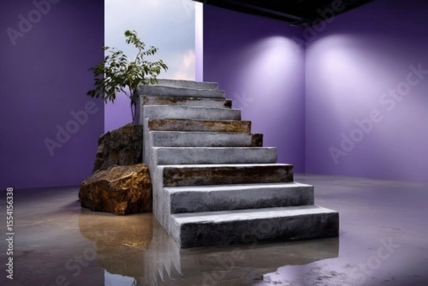 Fototapeta Surreal Staircase Leading to Nowhere Surrounded by Modern Design Elements