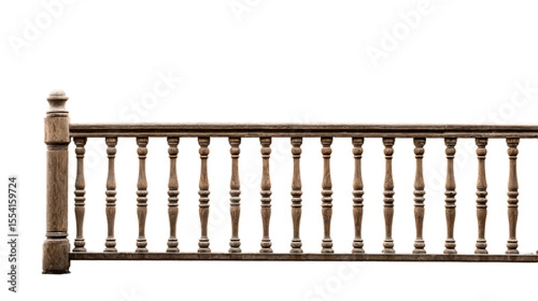 Fototapeta a wooden railing with a white background