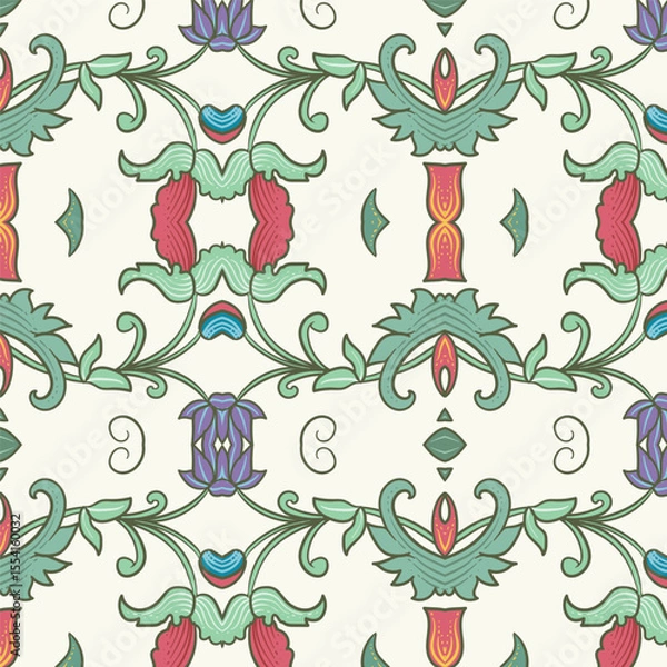 Fototapeta Seamless pattern with decorative elements
