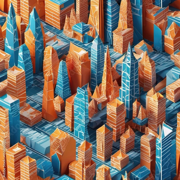 Obraz Global Illumination Origami Metropolis in Collage Style