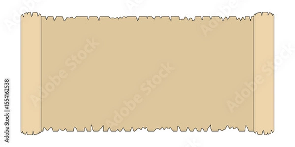 Fototapeta vector paper scroll flat black line design illustration isolated on transparent background.