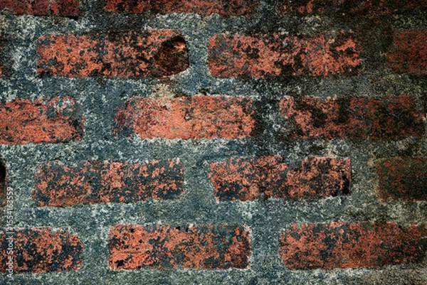 Fototapeta Background of old wall with red brick pattern