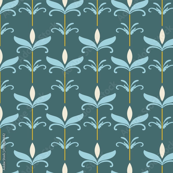 Fototapeta Seamless pattern with decorative leaves

