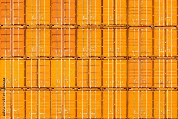 Fototapeta Wall of Shipping Cargo Containers at The Port. Handling of Logistic Transportation Industry. Cargo Container ships, Global Business Shipping Import-Export. Warehouse Port. Logistics Transport.	
