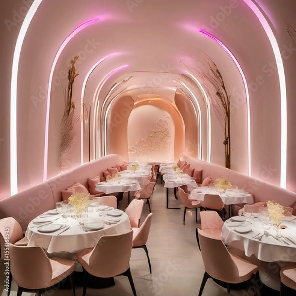 Obraz Pastel Artwork of Food with Light Installation: A Culinary Visual Feast