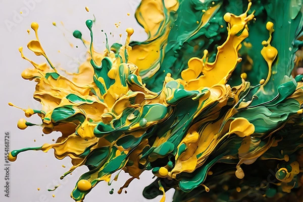 Fototapeta Colorful red and yellow liquid paint splashes on a black background,
a vibrant illustration of abstract color and light
