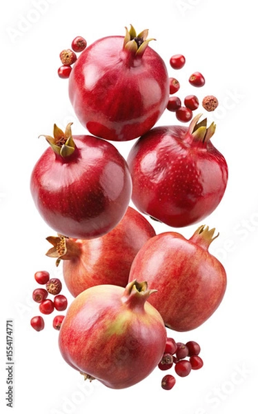 Fototapeta Pomegranates with Red Seeds on Transparent background PNG