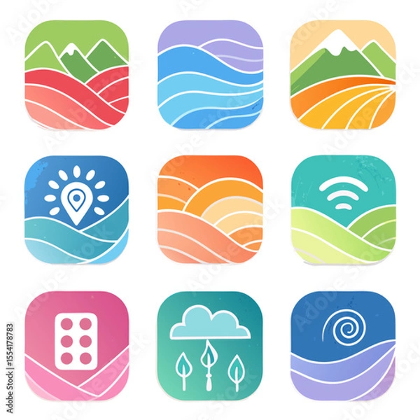 Fototapeta watercolor brush stroke android icon pack          (1)