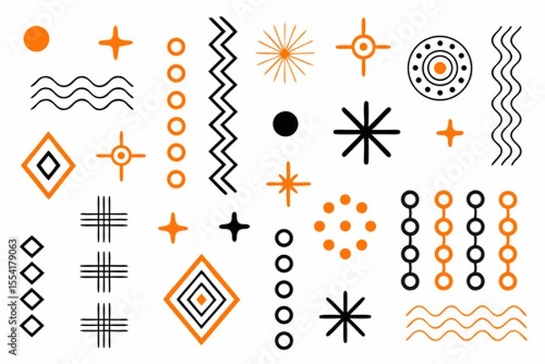 Fototapeta Floral vector icon set with seamless decorative pattern for design and nature themes
