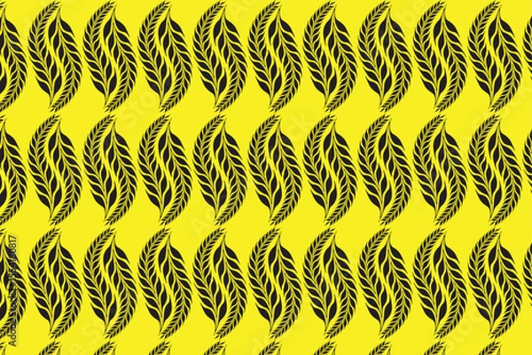 Fototapeta Luxury seamless A pattern of leaves on a yellow background made by adobe illustrator.