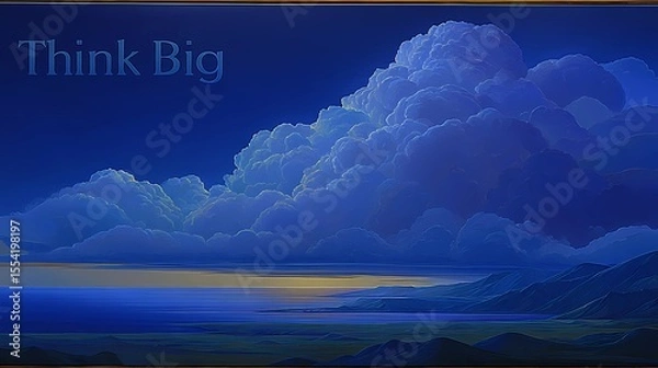 Fototapeta Motivational typography "Think Big" on a visually diffused background, crafted for inspirational artwork or posters.