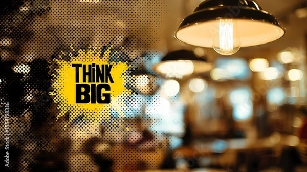Fototapeta Motivational typography "Think Big" on a visually diffused background, crafted for inspirational artwork or posters.