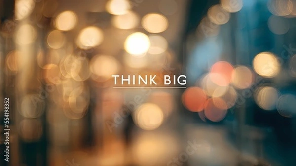 Fototapeta Motivational typography "Think Big" on a visually diffused background, crafted for inspirational artwork or posters.