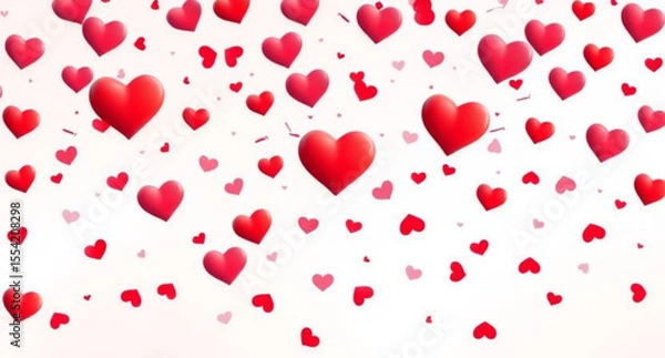 Fototapeta Red hearts on white, Hearts pattern, Valentine hearts, Love background, Red heart pattern, White background with hearts, Romantic design, Heart icons, Heart wallpaper, Falling hearts, Scattered red he
