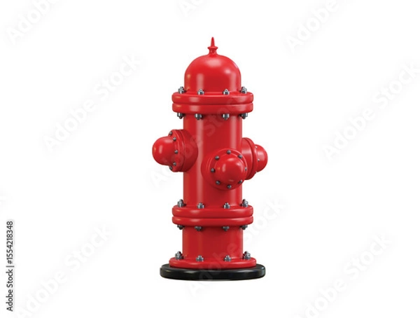 Fototapeta Red Fire Hydrant icon 3d render concept of extinguishing burning building water supply in case of Street fire hydrant extinguishing technology vector illustration