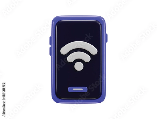 Fototapeta Smartphone with network connectivity icon 3d render concept of Wi-Fi signal, Smartphone network icon vector illustration