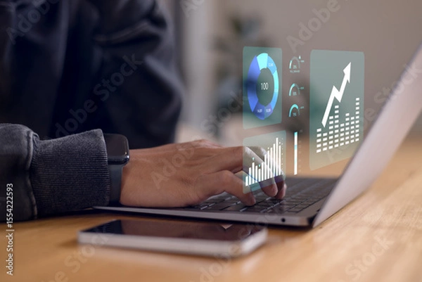 Fototapeta investment growth graph chart and analysing growth achievement diagram data trading and exchange, Stock market, Investment, dynamics of financial growth of business.