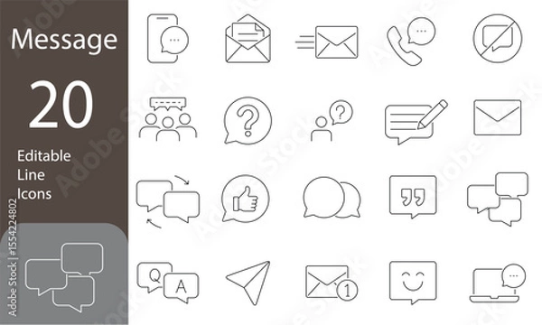 Fototapeta Message Editable Line Icons Set. communication, speech, chat, help, and more. Vector illustration