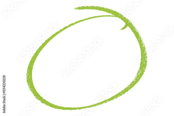Fototapeta Green pencil highlight circle mark isolated on transparent background