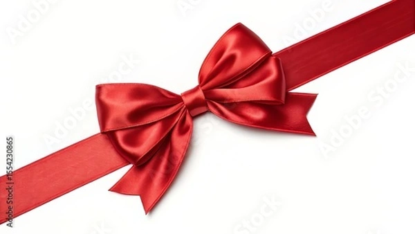 Fototapeta Crimson Bow Unfurled Horizontally on Transparent for Luxurious Appeal