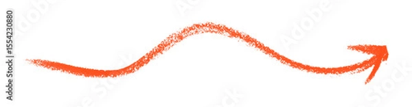 Fototapeta Red arrow symbol colored pencil isolated on transparent background
