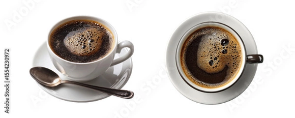 Fototapeta Coffee Cups with Foam Isolated on Transparent Background