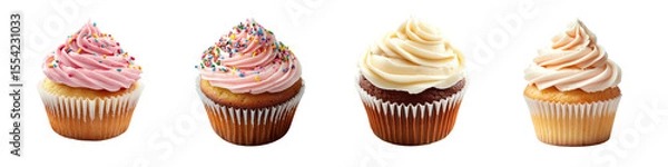 Fototapeta Colorful Cupcakes Isolated on Transparent Background