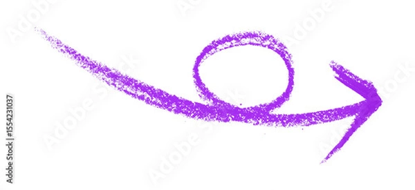 Fototapeta Purple arrow symbol colored pencil isolated on transparent background