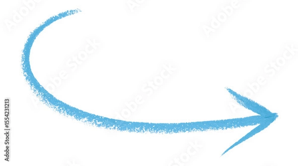 Fototapeta Light blue arrow symbol colored pencil isolated on transparent background