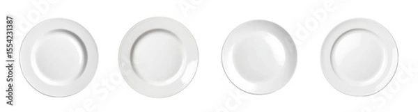 Fototapeta Empty White Plates Isolated on Transparent Background