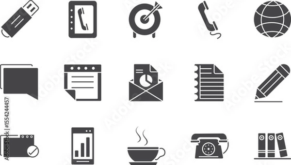 Fototapeta Essential Office Icons A Comprehensive Set of High-Quality Vector Graphics for Business and Productivity