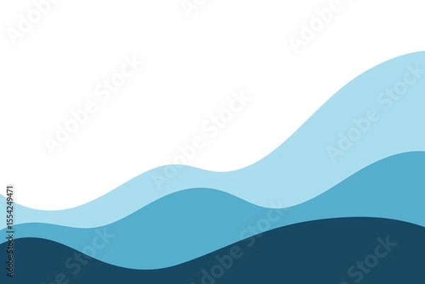 Fototapeta Abstract blue sea waves, background illustration, vector, wavy page divider for title, text. Modern minimalistic graphic sea background of ocean Water Shape with space for Text, flat design