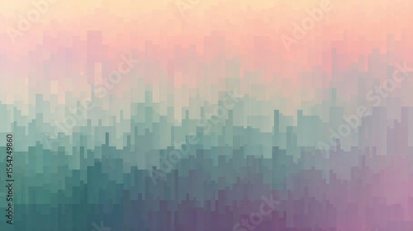 Fototapeta A gentle gradient fades from teal to pink and lavender in a pixelated, soft, and calming design.