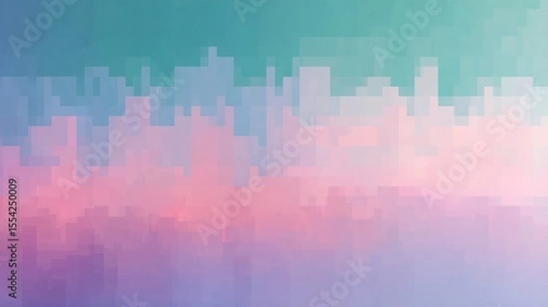 Fototapeta Abstract pixelated soft gradient background with smooth transitions of teal, pink, and lavender hues