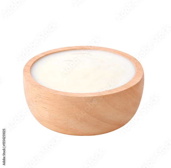 Obraz yogurt in wood bowl on transparent png