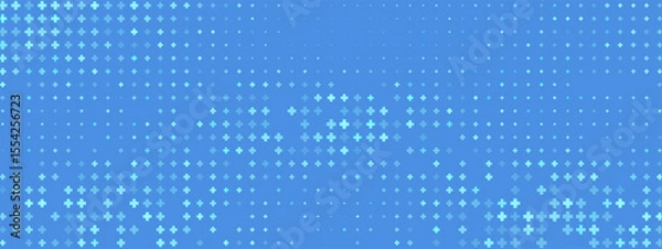 Obraz Seamless plus pattern with abstract health theme. Blue medical background for sign and layout use. Digital tech design element. Vector illustration.
