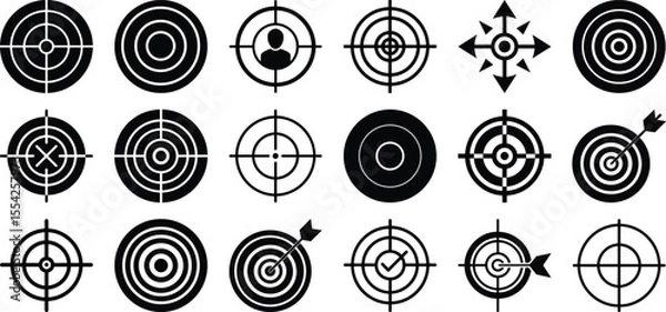 Obraz Target icons set with crosshair bullseye aim mark sniper symbol collection for shooting and archery ui