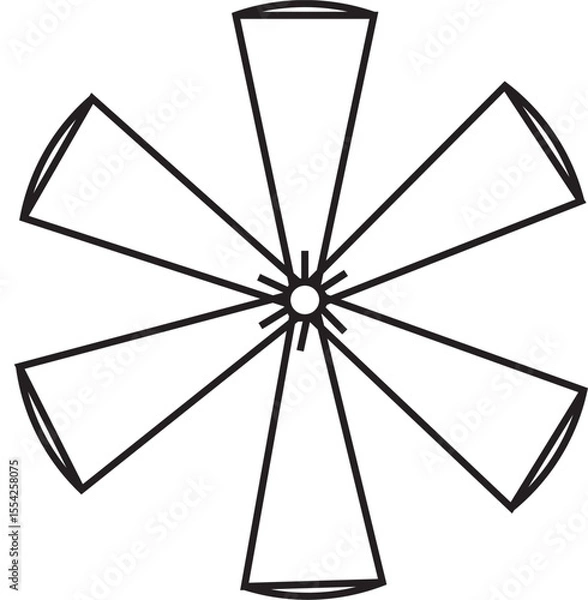 Obraz Vector Illustration of Modern Fancy Ceiling Fan with 6 Blades, Stylish Home Appliance for Air Circulation, Cooling and Ventilation, Decorative Design for Modern Interiors"


